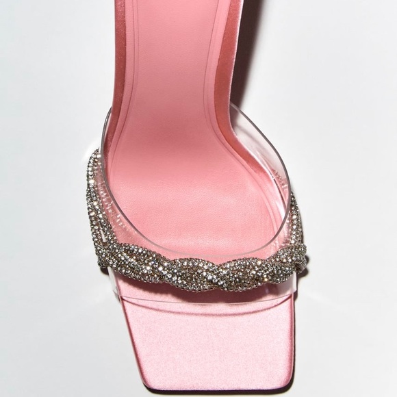 RHINESTONE VINYL HIGH HEEL SANDALS - Picture 2 of 7